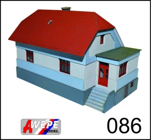 Rodinný domek s verandou 086 HO - stavebnice nebarvená laserová