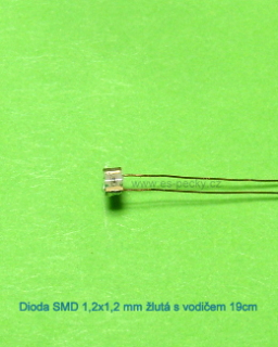 19782 Dioda SMD žlutá 1,2x1,2 mm s vodičem 19cm