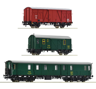 76019 Set vozů ČSD do stavebního vlaku