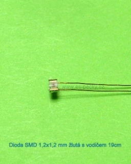19784 Dioda SMD bílá teplá 1,2x1,2 mm s vodičem 19cm